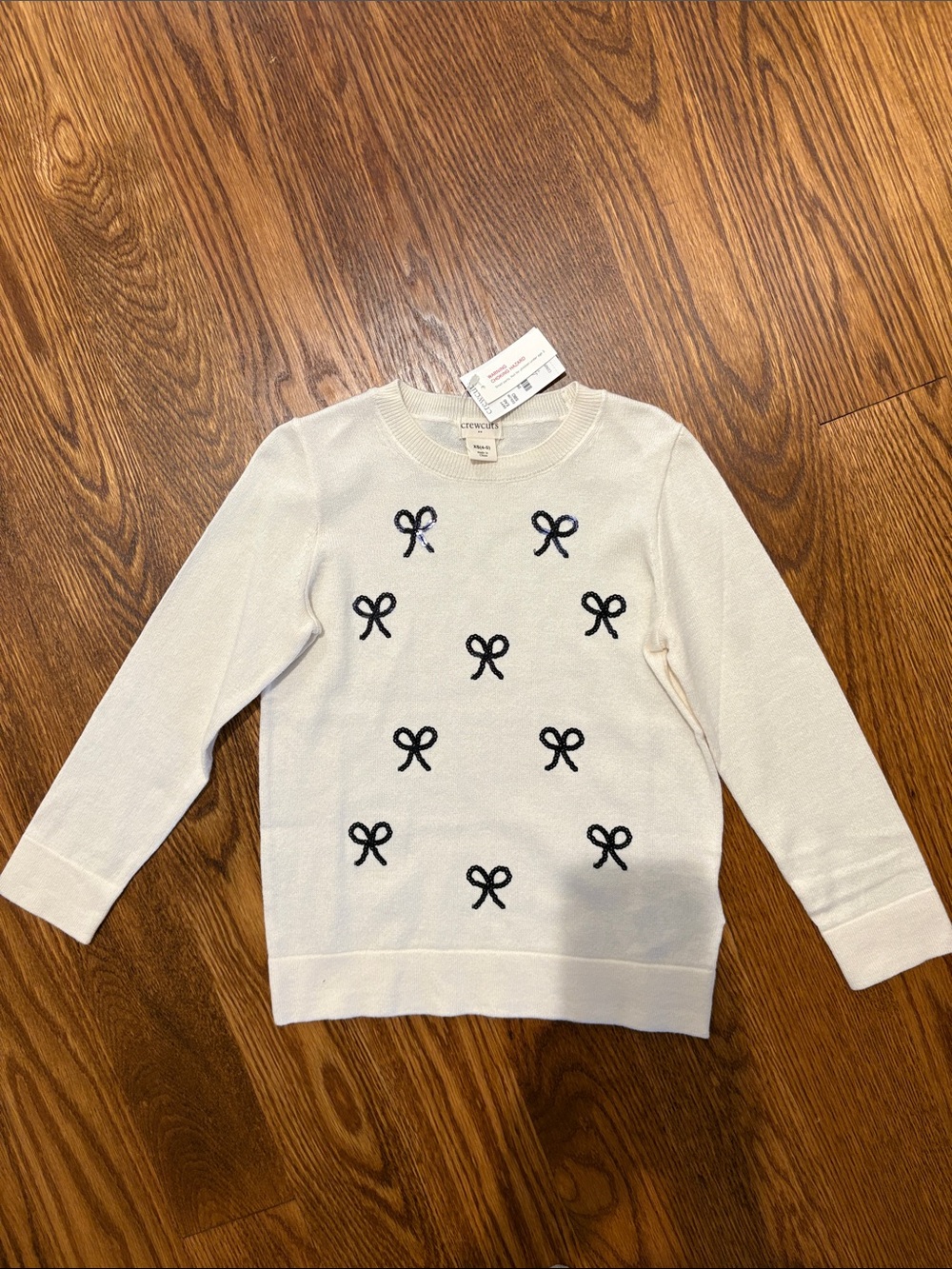 Crewcuts Ivory Sweater with Bow Embroidery